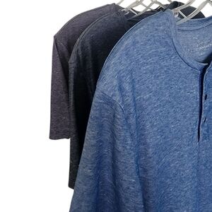 3 Marc Anthony Blue and Gray Short Sleeve Henley Shirts
